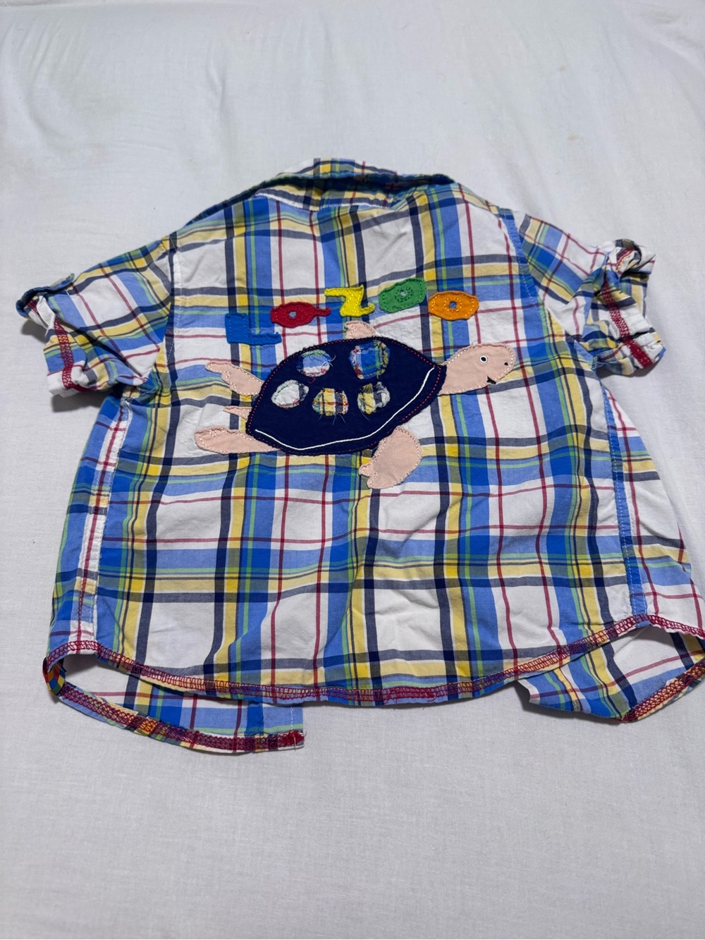 Vintage Boys Button Up 18 To 24 Months Lazoo Plaid Shirt Turtle Graphic Retro